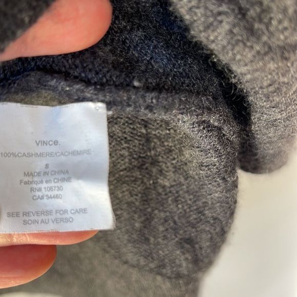 Vince Dark Grey V-Neck Cashmere Sweater - Picture 9 of 9